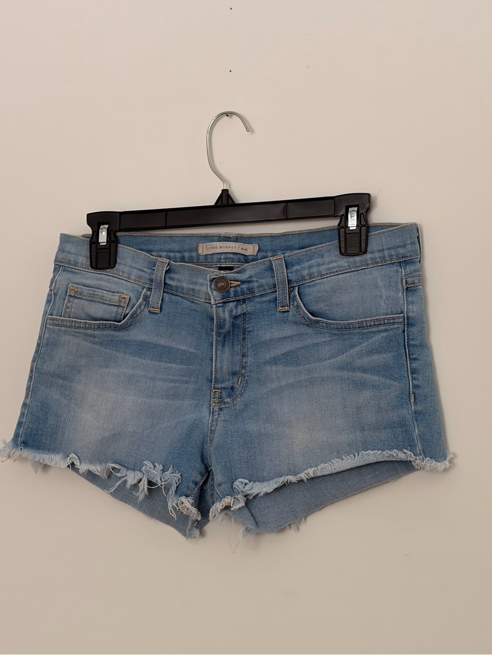 Flying Monkey Light Blue Distressed Frayed Hem Denim Shorts